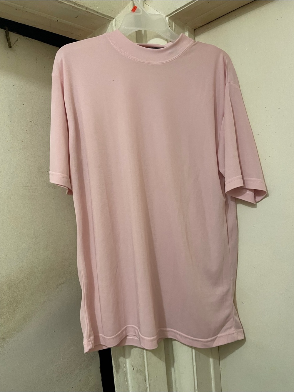 Le Monde Pink Mock Neck Short Sleeve Stretch Top Women’s XL